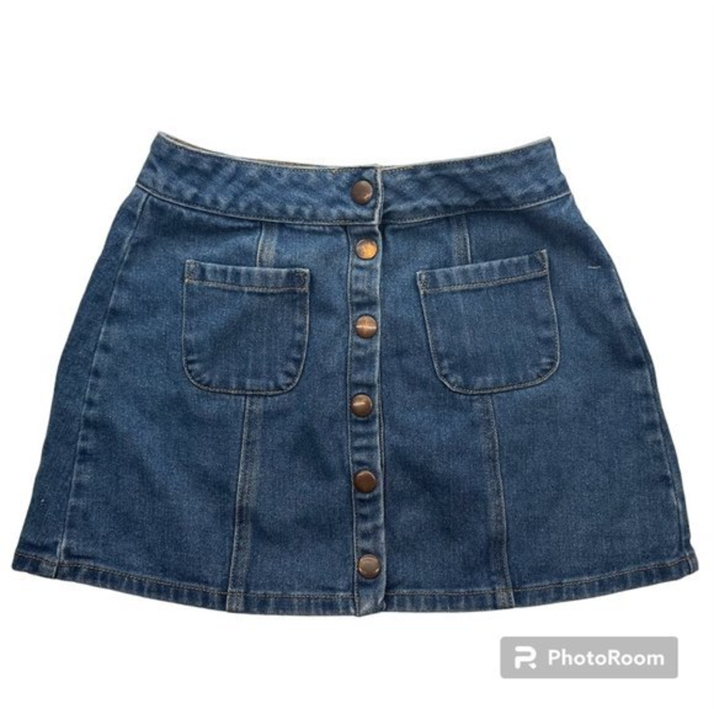 Vintage Brandy Melville A-line snap up mini denim skirt size 24